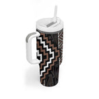 Classic Tukutuku Pattern Aotearoa Tumbler With Handle Niho Taniwha and Puhoro Motifs