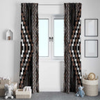 Classic Tukutuku Pattern Aotearoa Window Curtain Niho Taniwha and Puhoro Motifs