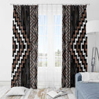 Classic Tukutuku Pattern Aotearoa Window Curtain Niho Taniwha and Puhoro Motifs