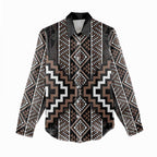 Classic Tukutuku Pattern Aotearoa Women Casual Shirt Niho Taniwha and Puhoro Motifs