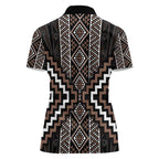 Classic Tukutuku Pattern Aotearoa Women Polo Shirt Niho Taniwha and Puhoro Motifs