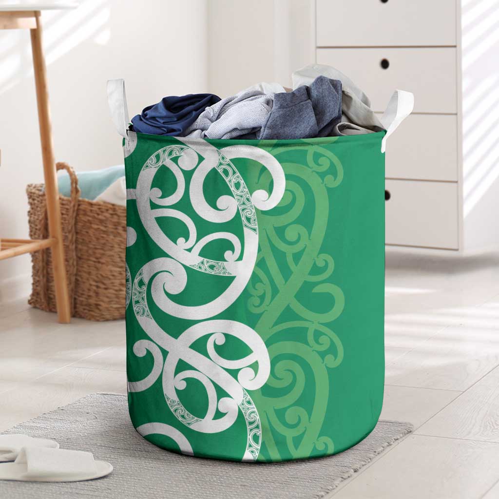 Pounamu Green Maori Laundry Basket Koru Kowhaiwhai - Aussie Hoodie