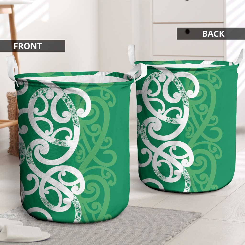 Pounamu Green Maori Laundry Basket Koru Kowhaiwhai - Aussie Hoodie