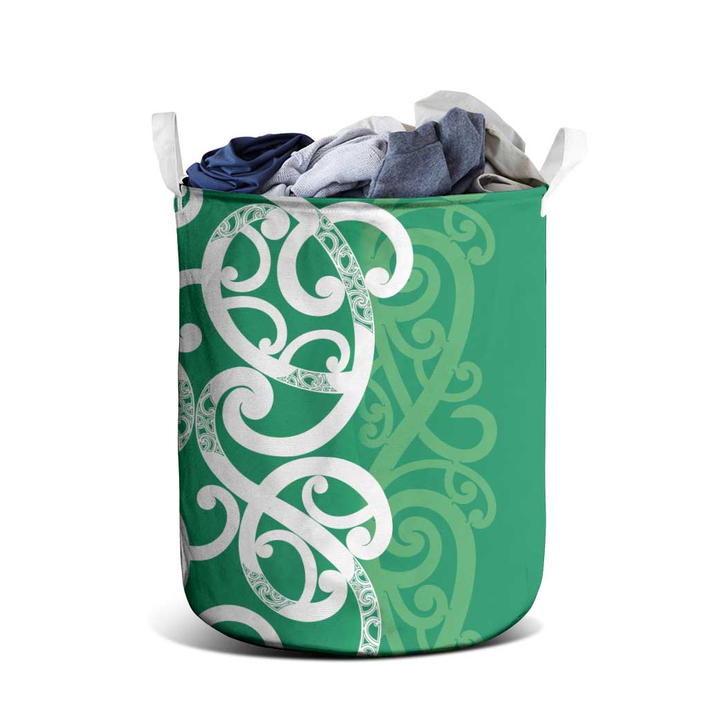 Pounamu Green Maori Laundry Basket Koru Kowhaiwhai - Aussie Hoodie