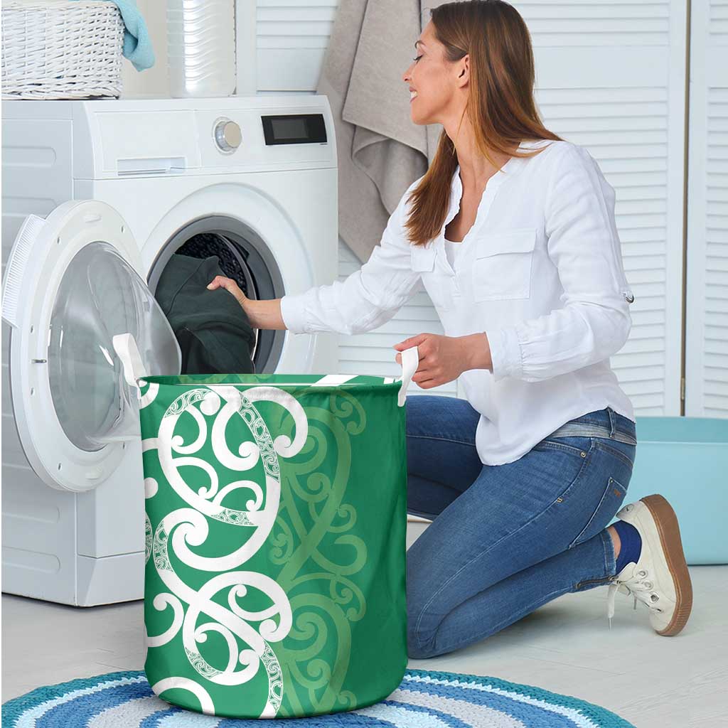 Pounamu Green Maori Laundry Basket Koru Kowhaiwhai - Aussie Hoodie
