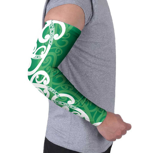 Pounamu Green Maori Arm Sleeves Koru Kowhaiwhai - Aussie Hoodie