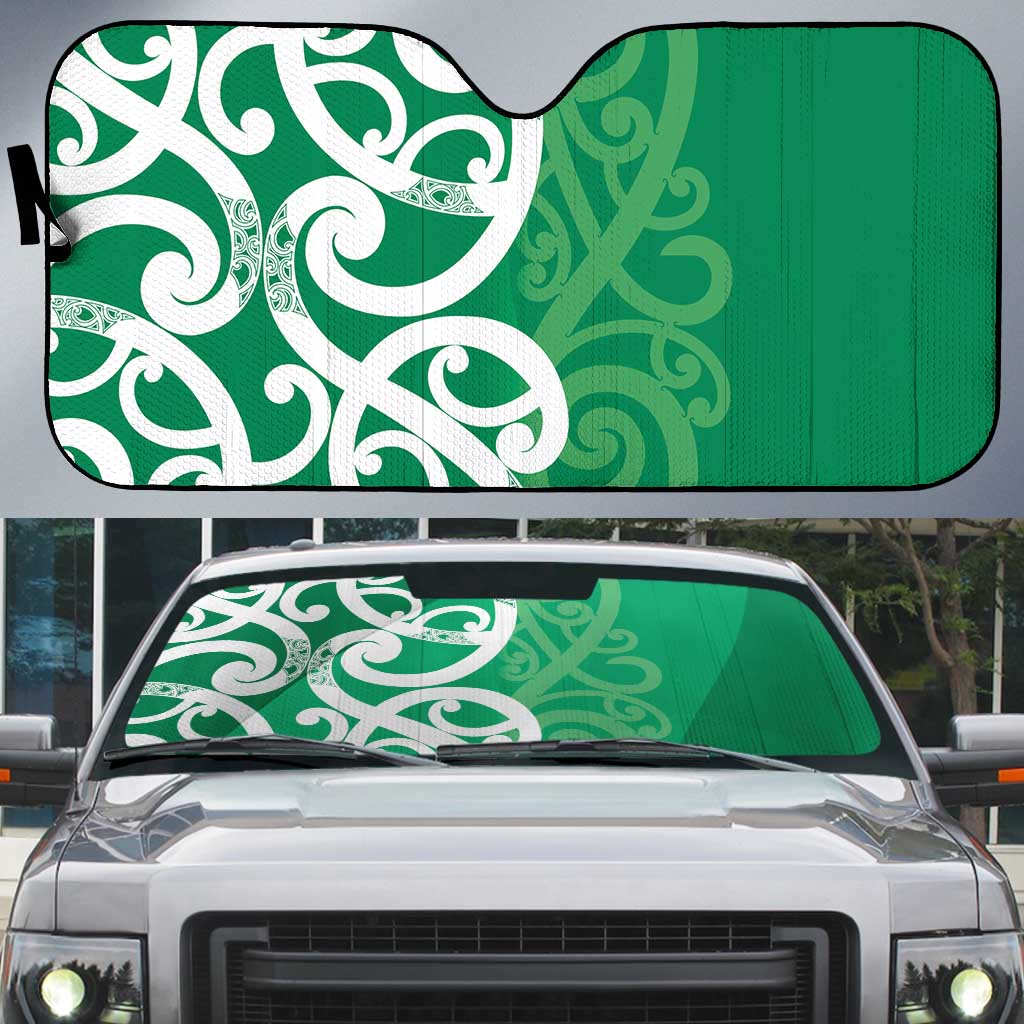Pounamu Green Maori Auto Sun Shade Koru Kowhaiwhai - Aussie Hoodie