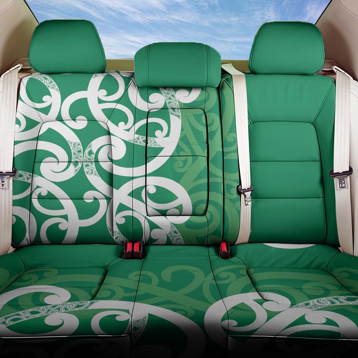 Pounamu Green Maori Back Car Seat Cover Koru Kowhaiwhai - Aussie Hoodie