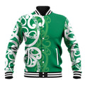 Pounamu Green Maori Baseball Jacket Koru Kowhaiwhai - Aussie Hoodie