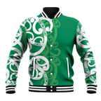 Pounamu Green Maori Baseball Jacket Koru Kowhaiwhai - Aussie Hoodie