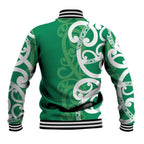 Pounamu Green Maori Baseball Jacket Koru Kowhaiwhai - Aussie Hoodie