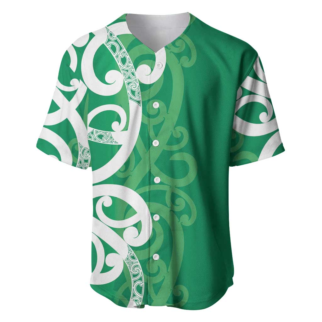 Pounamu Green Maori Baseball Jersey Koru Kowhaiwhai - Aussie Hoodie