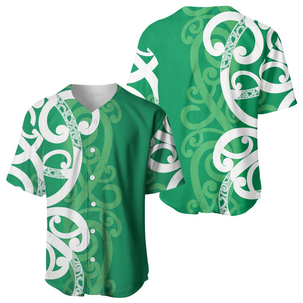 Pounamu Green Maori Baseball Jersey Koru Kowhaiwhai - Aussie Hoodie