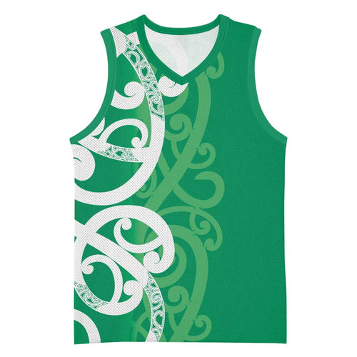 Pounamu Green Maori Basketball Jersey Koru Kowhaiwhai - Aussie Hoodie
