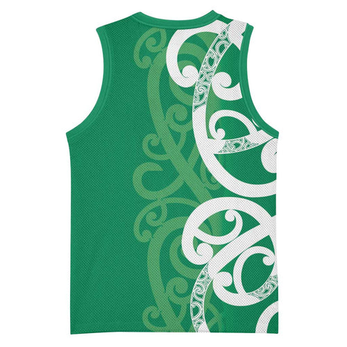 Pounamu Green Maori Basketball Jersey Koru Kowhaiwhai - Aussie Hoodie