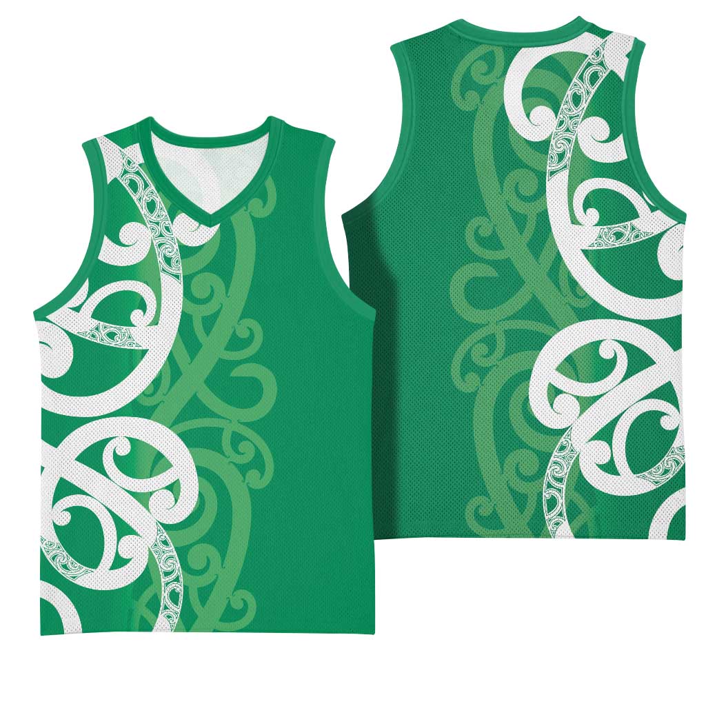 Pounamu Green Maori Basketball Jersey Koru Kowhaiwhai - Aussie Hoodie