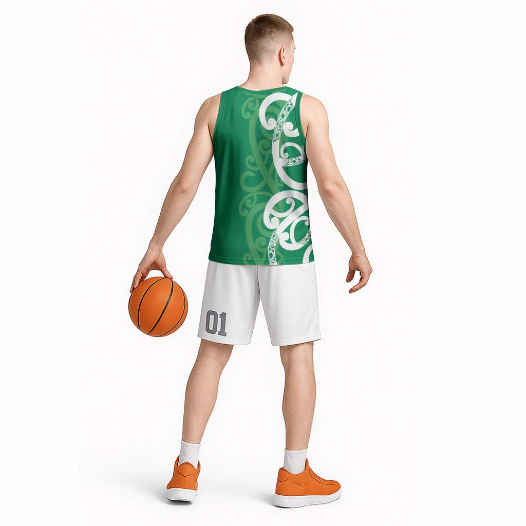 Pounamu Green Maori Basketball Jersey Koru Kowhaiwhai - Aussie Hoodie