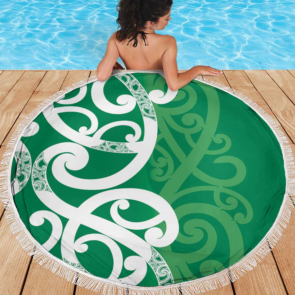 Pounamu Green Maori Beach Blanket Koru Kowhaiwhai - Aussie Hoodie