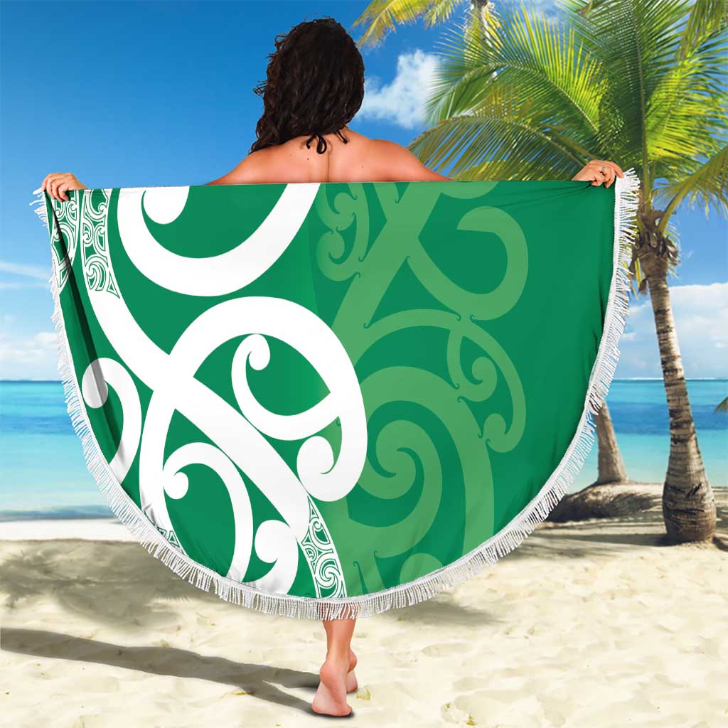 Pounamu Green Maori Beach Blanket Koru Kowhaiwhai - Aussie Hoodie