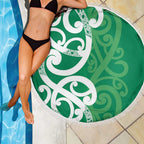 Pounamu Green Maori Beach Blanket Koru Kowhaiwhai - Aussie Hoodie
