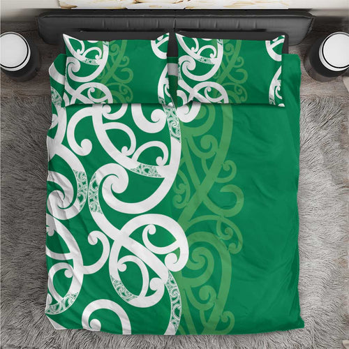 Pounamu Green Maori Bedding Set Koru Kowhaiwhai - Aussie Hoodie