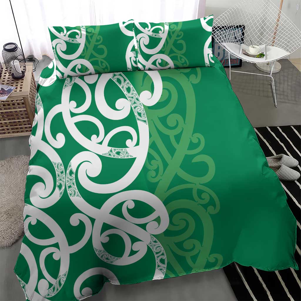 Pounamu Green Maori Bedding Set Koru Kowhaiwhai - Aussie Hoodie