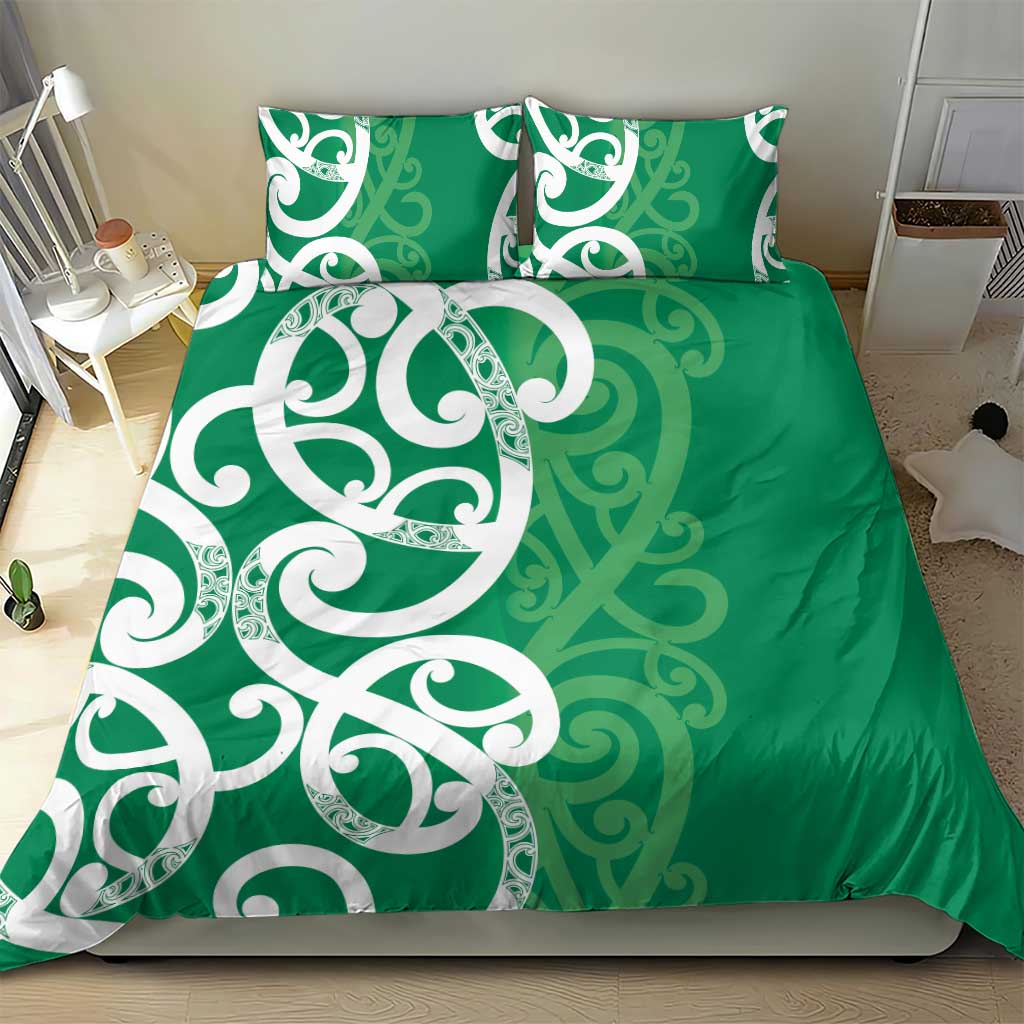 Pounamu Green Maori Bedding Set Koru Kowhaiwhai - Aussie Hoodie