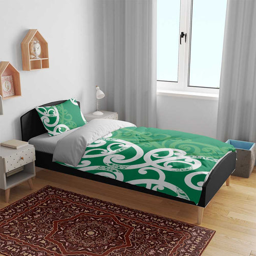 Pounamu Green Maori Bedding Set Koru Kowhaiwhai - Aussie Hoodie