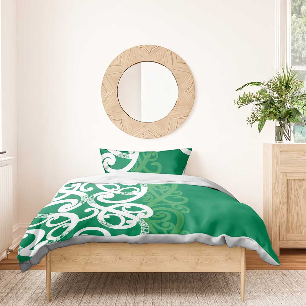 Pounamu Green Maori Bedding Set Koru Kowhaiwhai - Aussie Hoodie