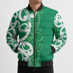 Pounamu Green Maori Bomber Puffer Jacket Koru Kowhaiwhai - Aussie Hoodie