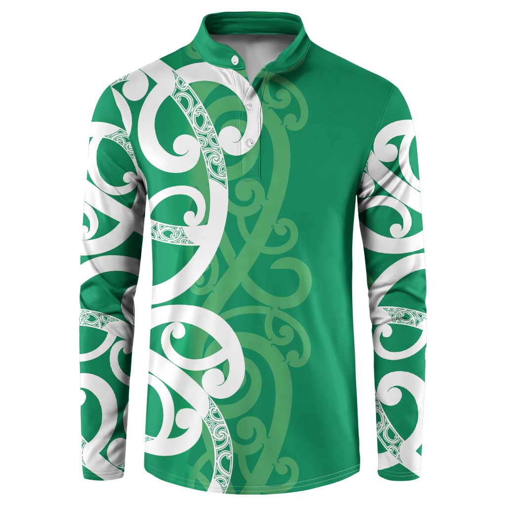 Pounamu Green Maori Button Sweatshirt Koru Kowhaiwhai - Aussie Hoodie