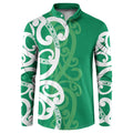 Pounamu Green Maori Button Sweatshirt Koru Kowhaiwhai - Aussie Hoodie