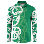 Pounamu Green Maori Button Sweatshirt Koru Kowhaiwhai - Aussie Hoodie