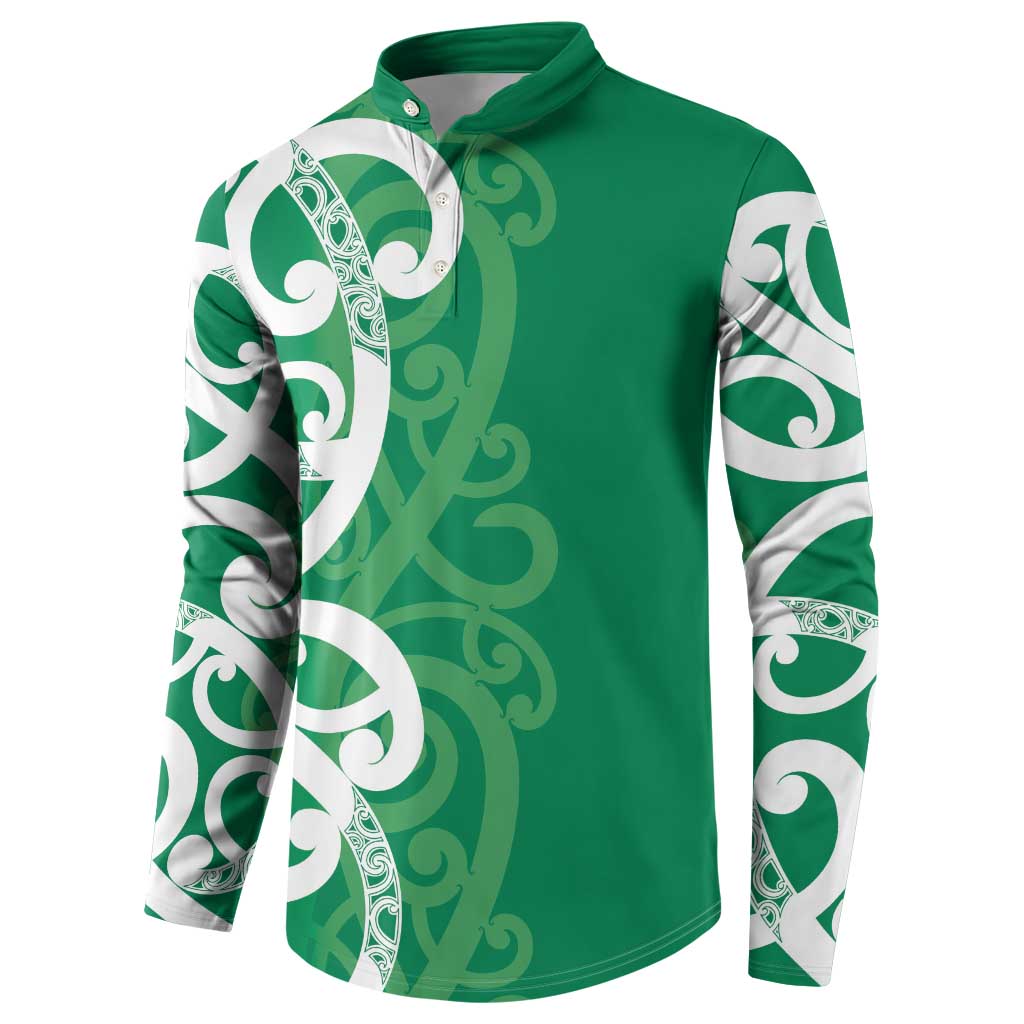 Pounamu Green Maori Button Sweatshirt Koru Kowhaiwhai - Aussie Hoodie