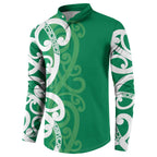 Pounamu Green Maori Button Sweatshirt Koru Kowhaiwhai - Aussie Hoodie