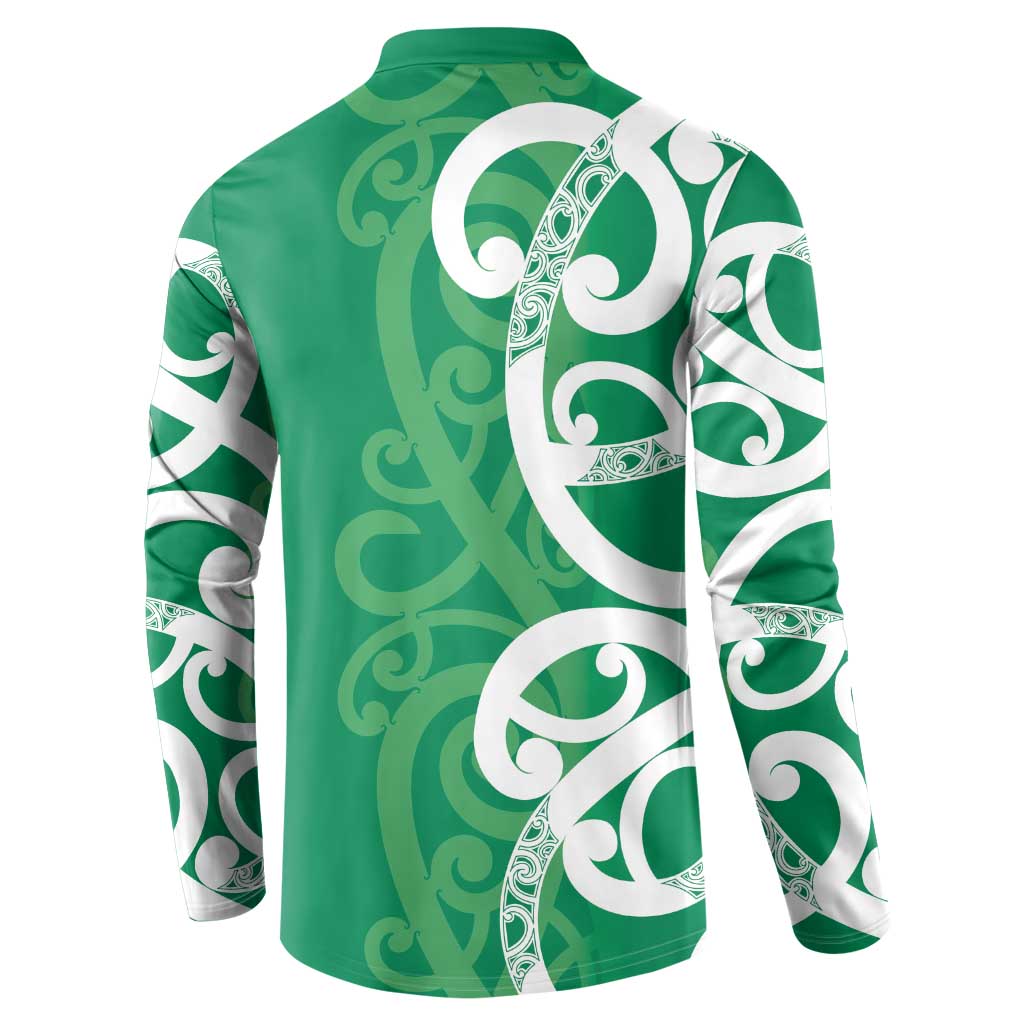 Pounamu Green Maori Button Sweatshirt Koru Kowhaiwhai - Aussie Hoodie