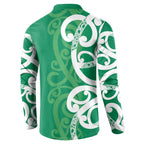 Pounamu Green Maori Button Sweatshirt Koru Kowhaiwhai - Aussie Hoodie