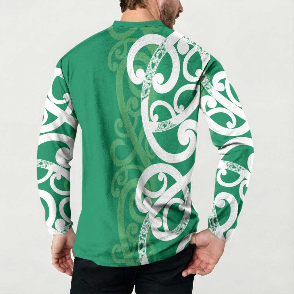 Pounamu Green Maori Button Sweatshirt Koru Kowhaiwhai - Aussie Hoodie
