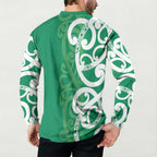 Pounamu Green Maori Button Sweatshirt Koru Kowhaiwhai - Aussie Hoodie