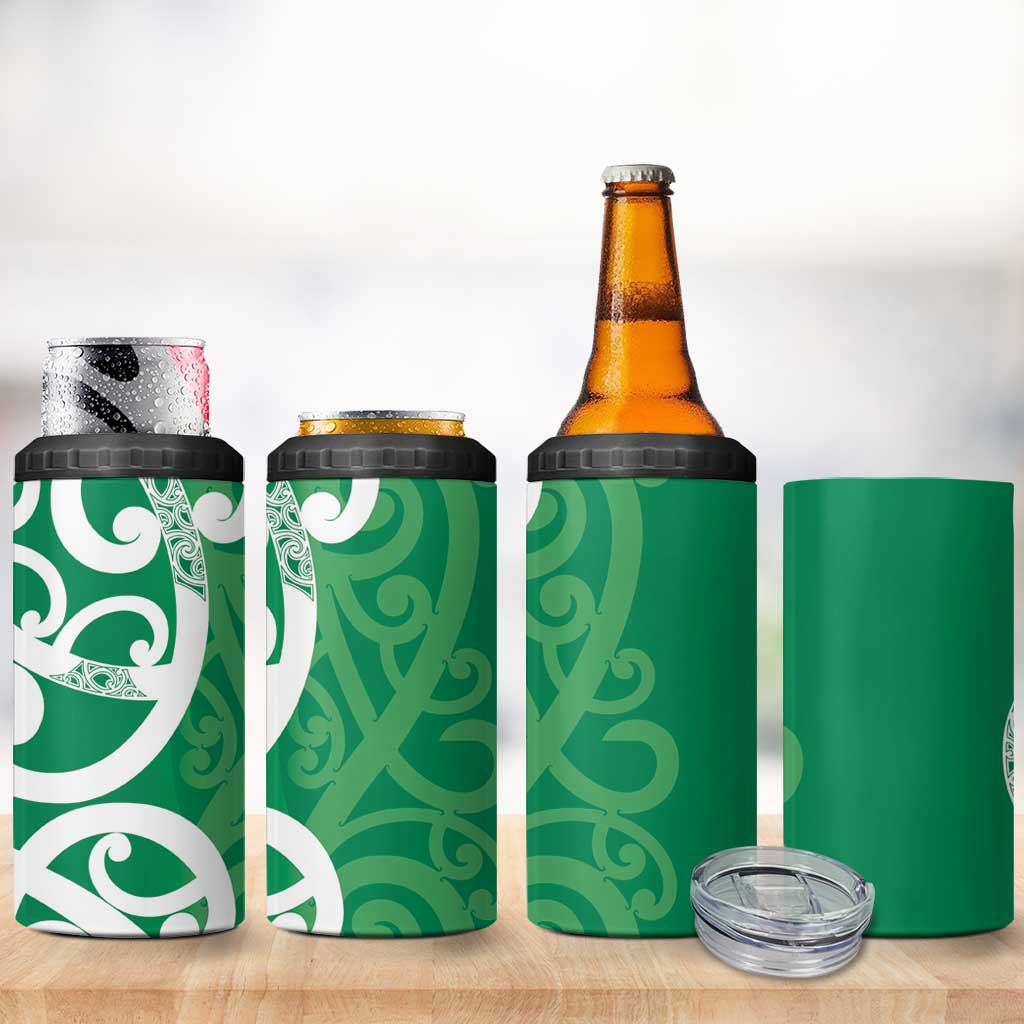 Pounamu Green Maori 4 in 1 Can Cooler Tumbler Koru Kowhaiwhai - Aussie Hoodie