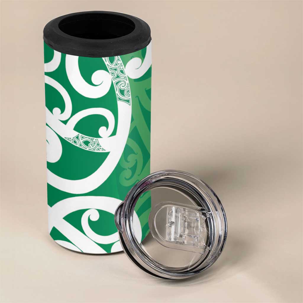 Pounamu Green Maori 4 in 1 Can Cooler Tumbler Koru Kowhaiwhai - Aussie Hoodie