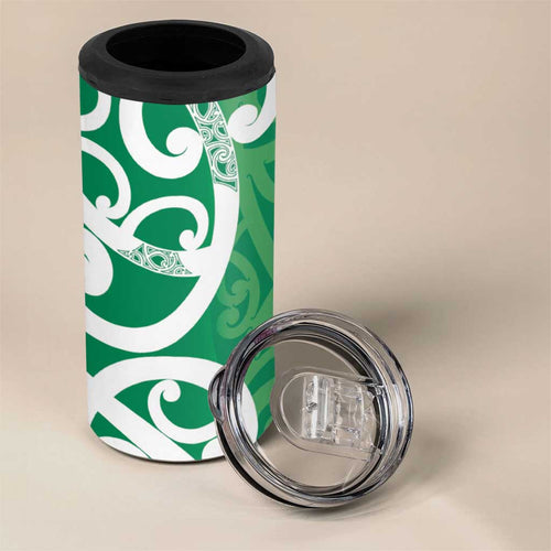 Pounamu Green Maori 4 in 1 Can Cooler Tumbler Koru Kowhaiwhai - Aussie Hoodie