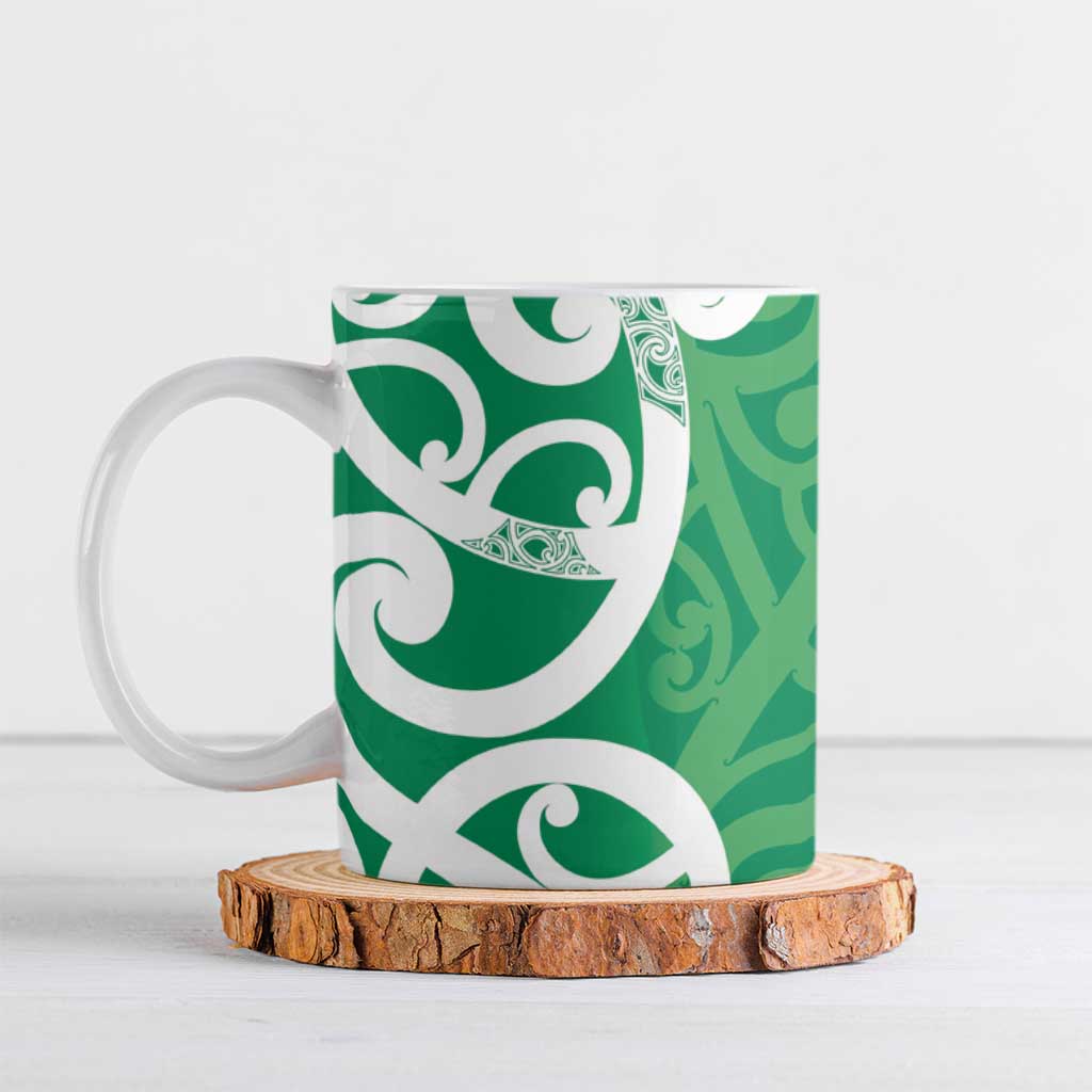 Pounamu Green Maori Ceramic Mug Koru Kowhaiwhai - Aussie Hoodie