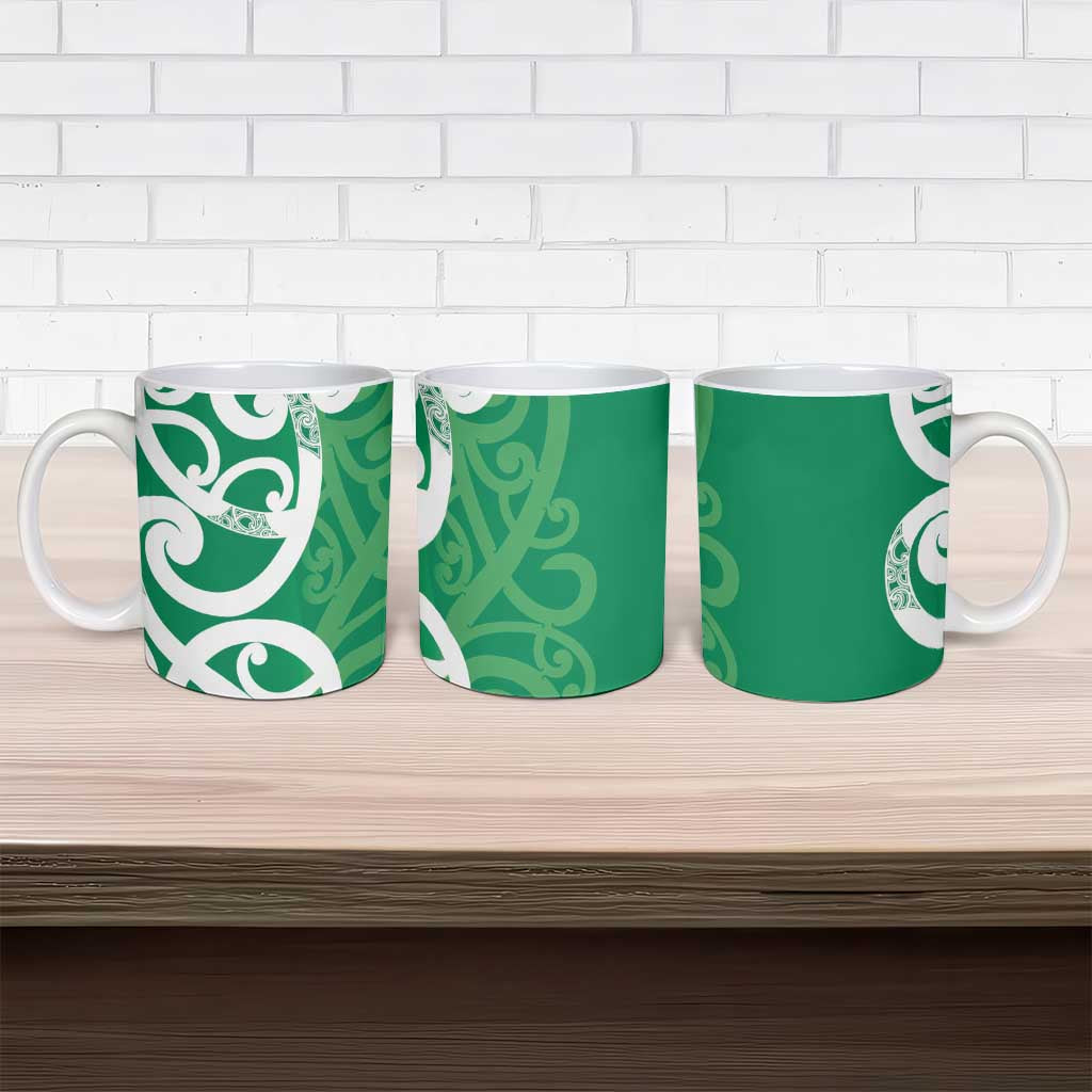Pounamu Green Maori Ceramic Mug Koru Kowhaiwhai - Aussie Hoodie