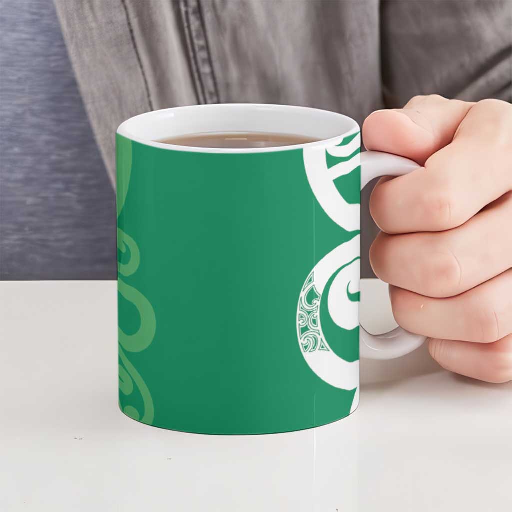 Pounamu Green Maori Ceramic Mug Koru Kowhaiwhai - Aussie Hoodie
