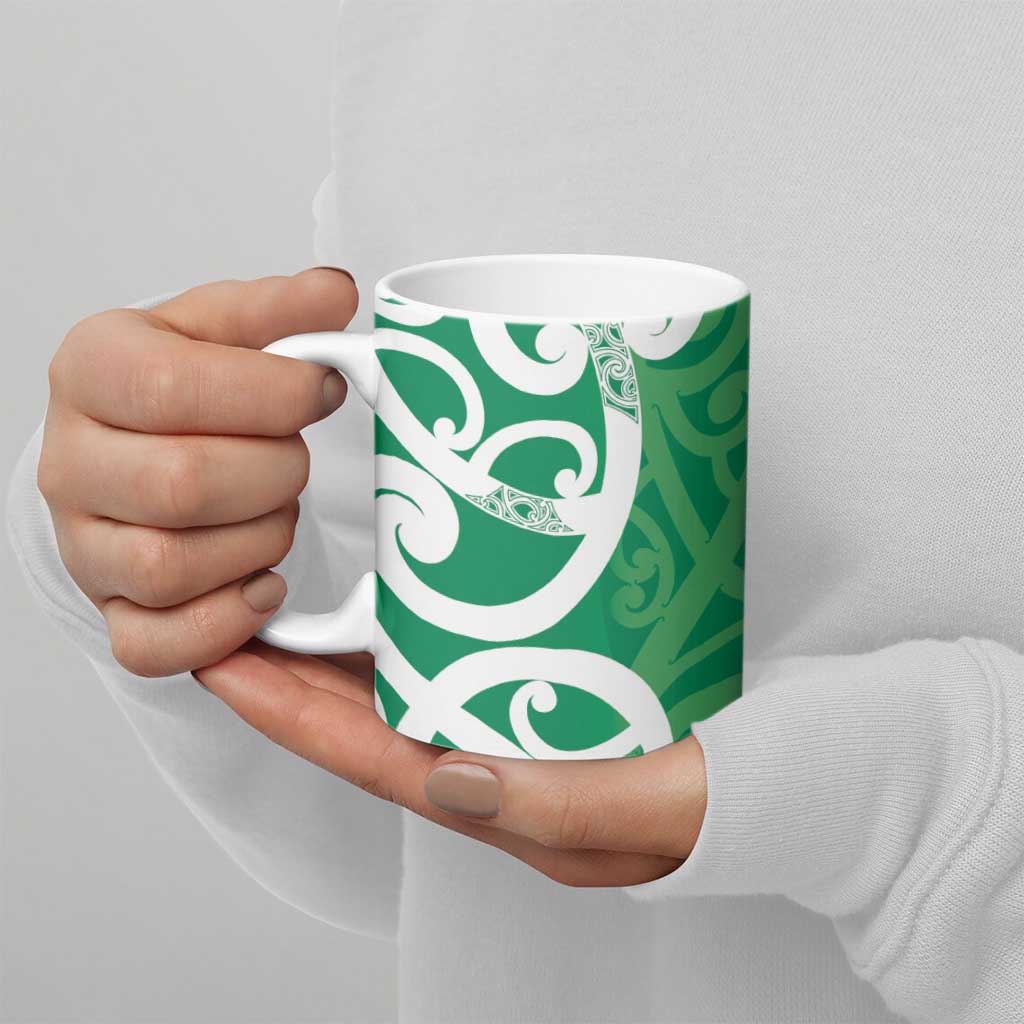 Pounamu Green Maori Ceramic Mug Koru Kowhaiwhai - Aussie Hoodie