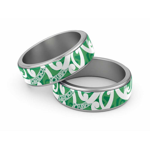 Pounamu Green Maori Classic Ring Koru Kowhaiwhai