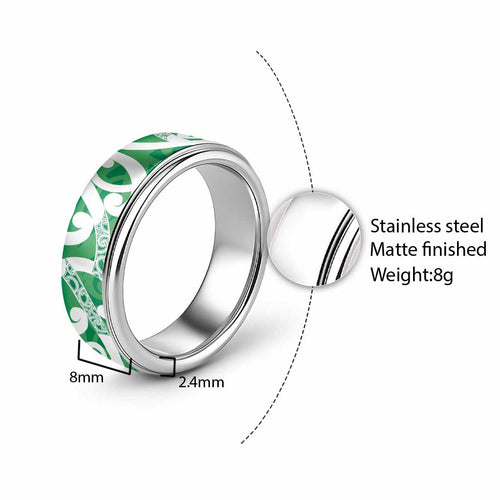 Pounamu Green Maori Classic Ring Koru Kowhaiwhai