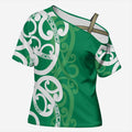 Pounamu Green Maori Cross Shoulder Shirt Koru Kowhaiwhai - Aussie Hoodie