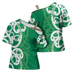 Pounamu Green Maori Cross Shoulder Shirt Koru Kowhaiwhai - Aussie Hoodie